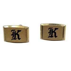 Vintage Gold-Tone Monogrammed K Cufflinks A27